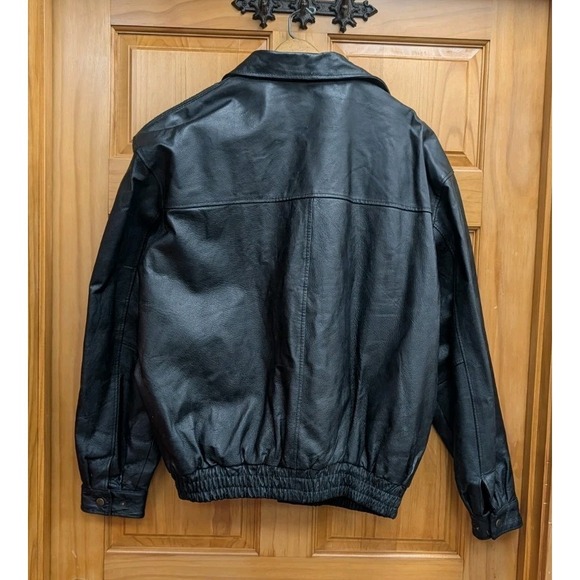 Cougar Leather Men's XL Coat Pockets Black Bomber Biker Jacket - Picture 9 of 11
